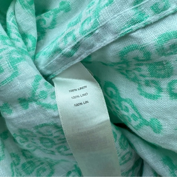 Chico’s No-Iron Mint Green Patterned Linen Tunic Shirt - Size 16/Chico’s 3. - Picture 3 of 9